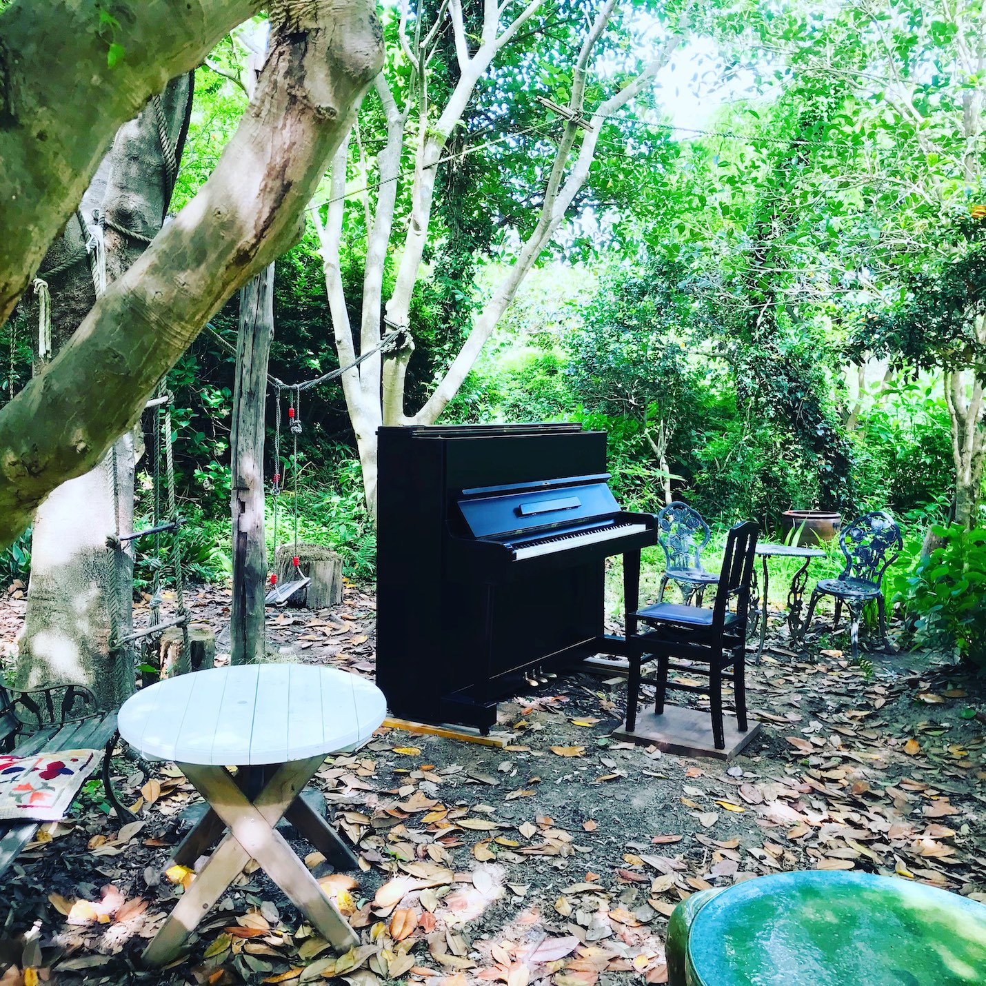 森の中にピアノを移動
